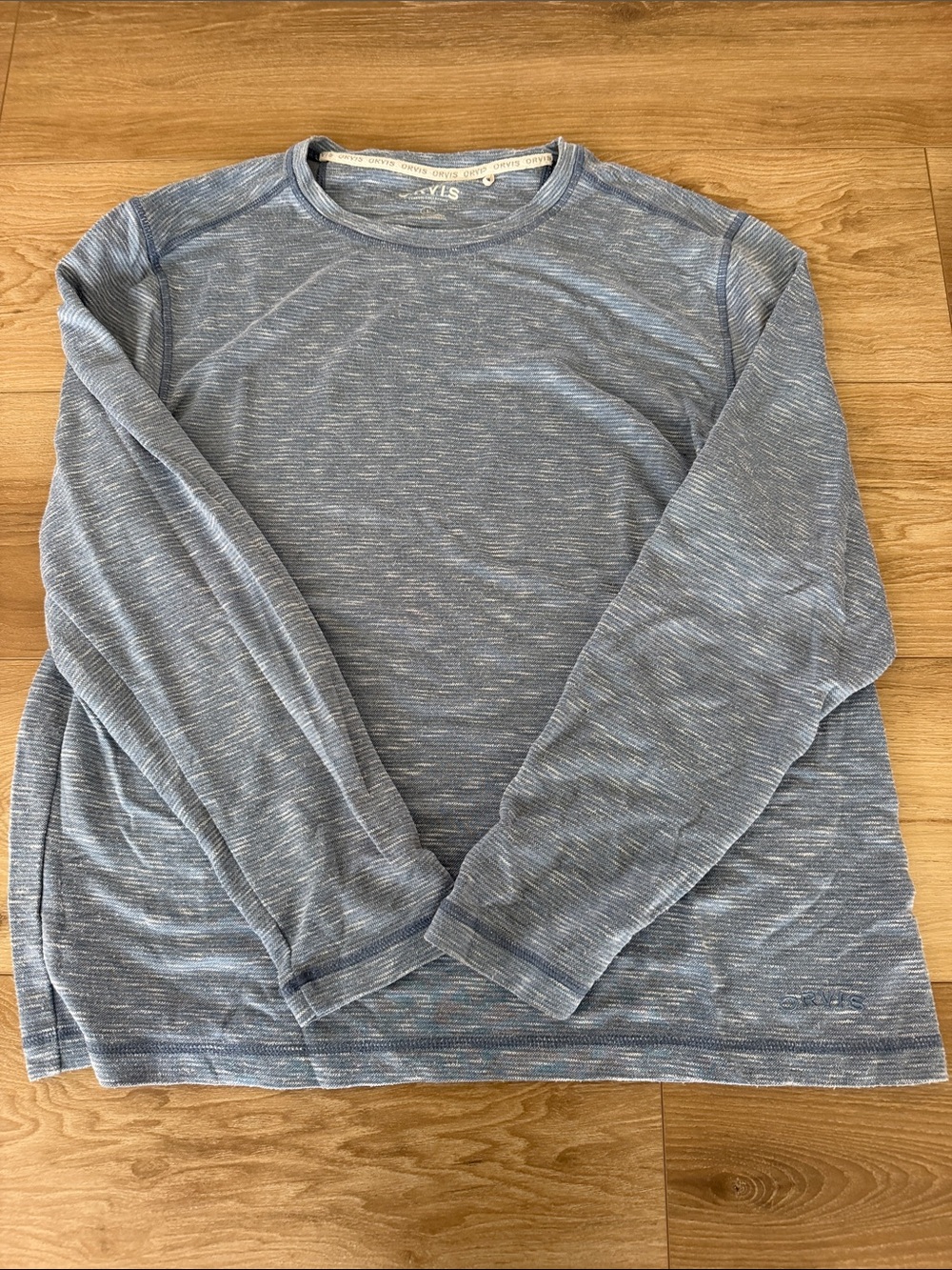 Orvis Men's Heathered Light Blue Crewneck Sweater